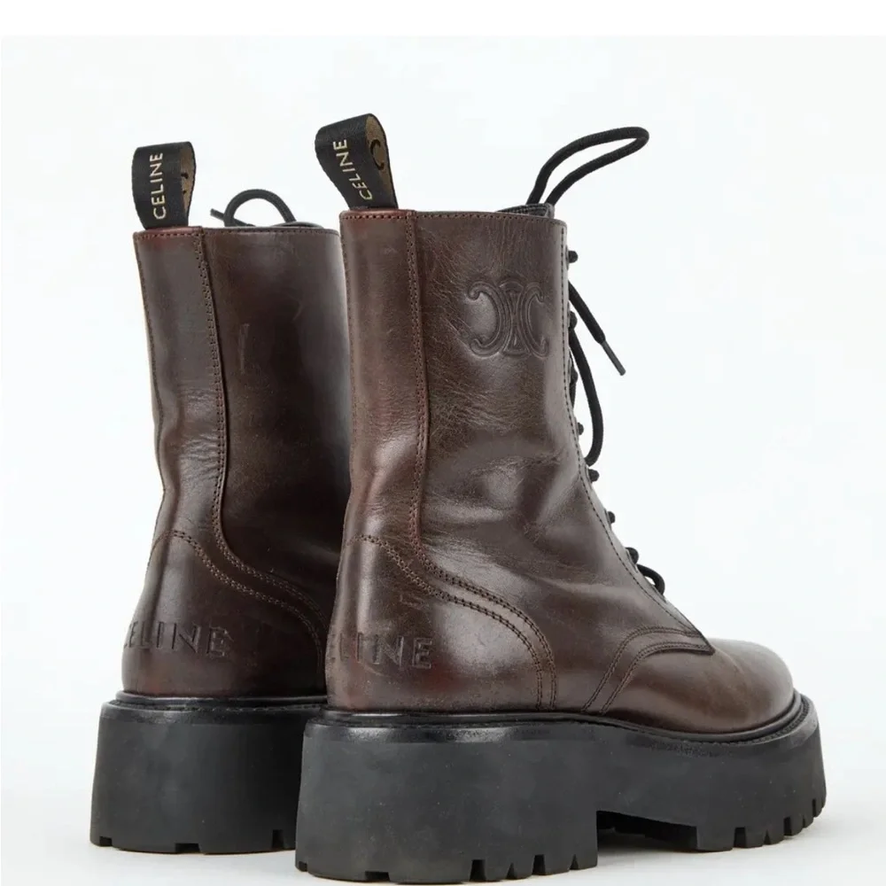 Celine Dark Brown Leather Ankle Boots - Picture 3 of 4